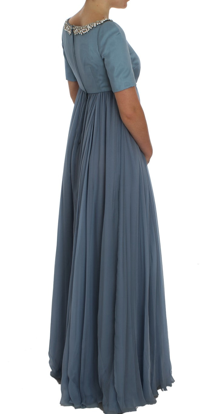 - Elegant Crystal-Embellished Silk Gown
