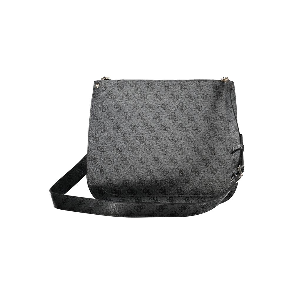 Guess Jeans Black Meridian Handbag – Faux Leather, Adjustable Straps