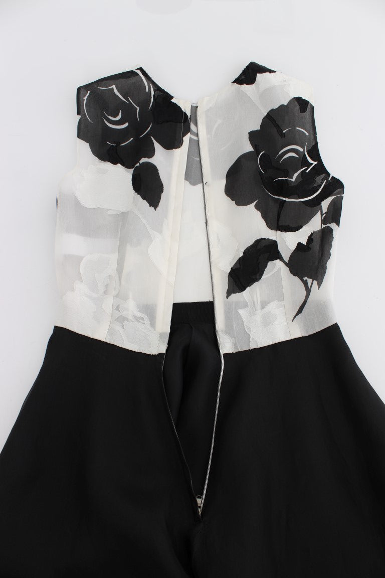 - Elegant Floral Silk Full Length Dress