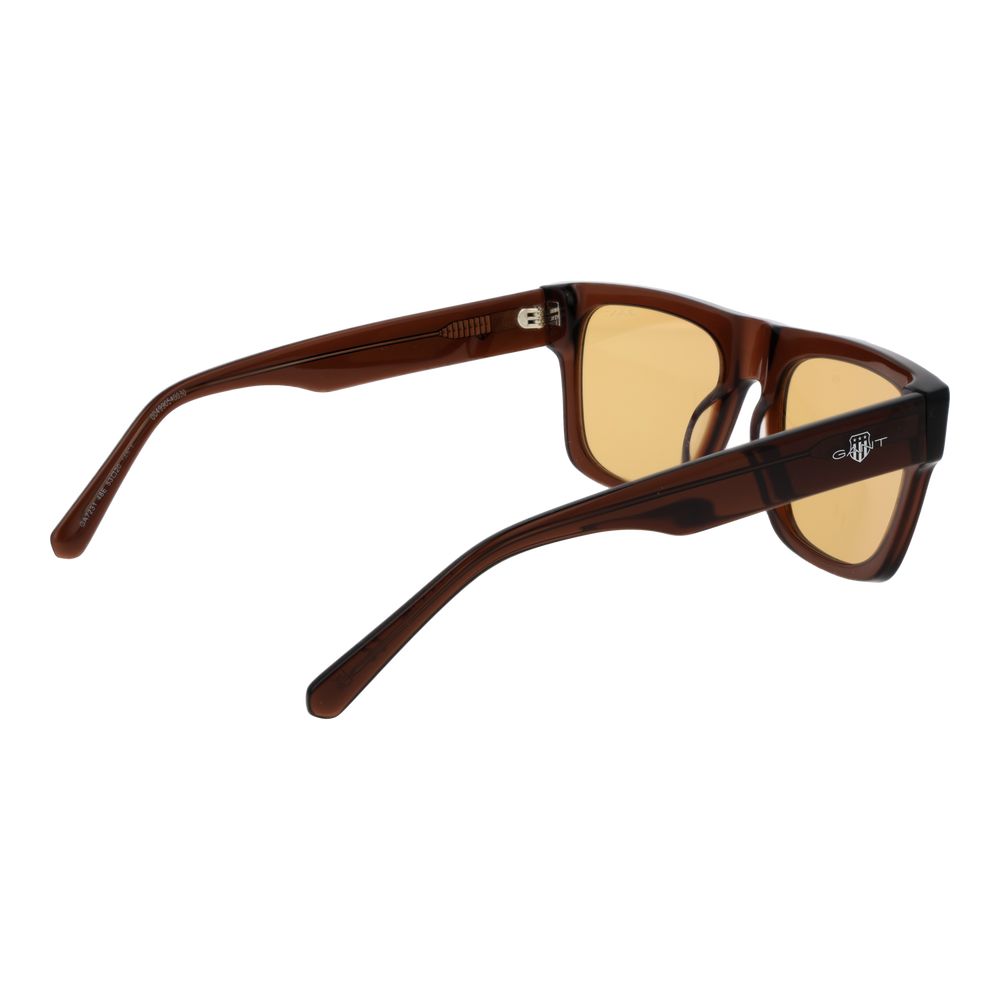 Gant Brown Men's Square Sunglasses – Stylish Full-Rim Design with Yellow Lenses, 53mm