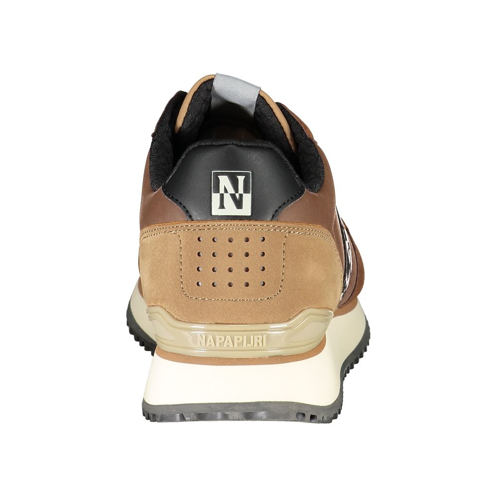 Napapijri Men's Brown Contrast Laced Sports Sneakers