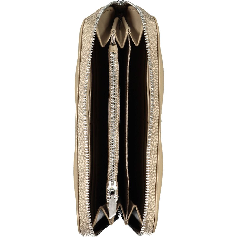 Calvin Klein Elegant Beige Faux Leather Multi-Compartment Wallet