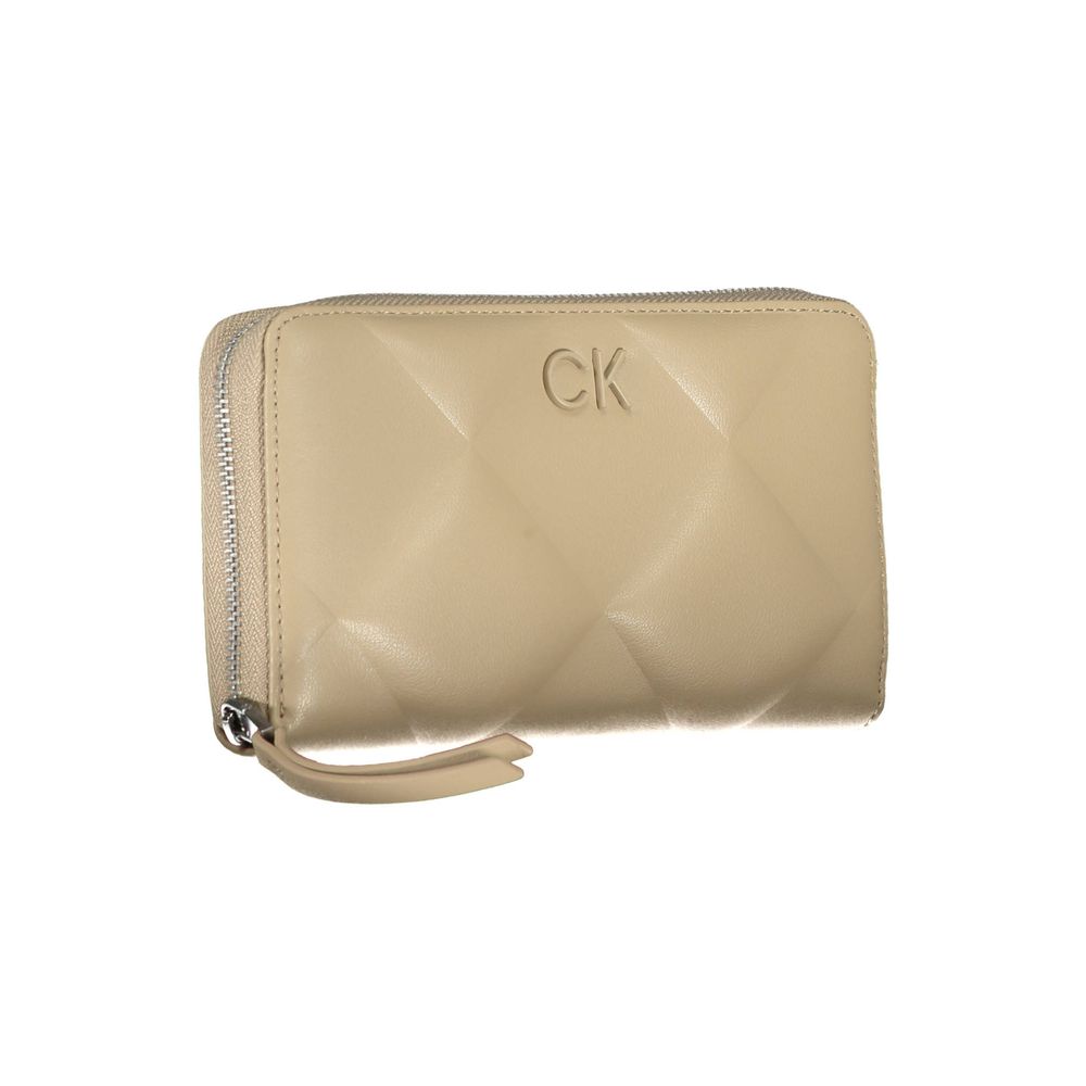 Calvin Klein Elegant Beige Faux Leather Multi-Compartment Wallet