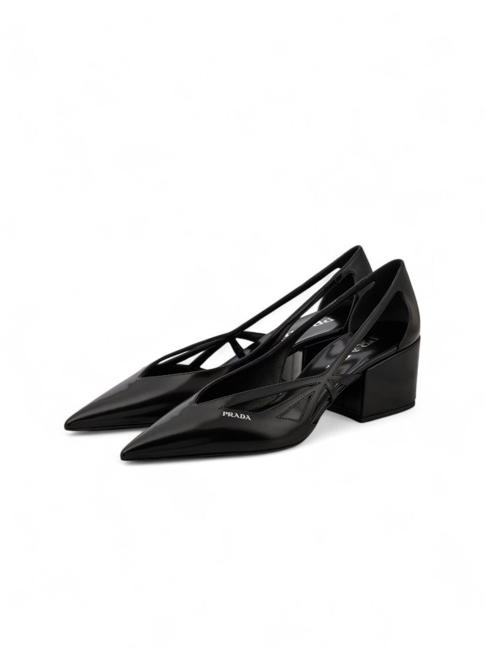 Prada Black Leather Cut-Out Pumps 55 - Elevate Your Footwear Collection