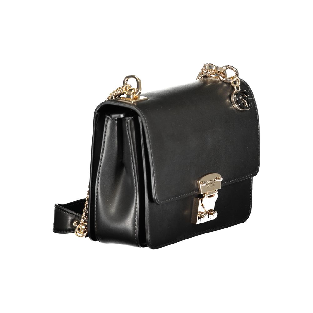 Guess Jeans Black Polyethylene Handbag - Eliette Bag with Chain Shoulder Strap
