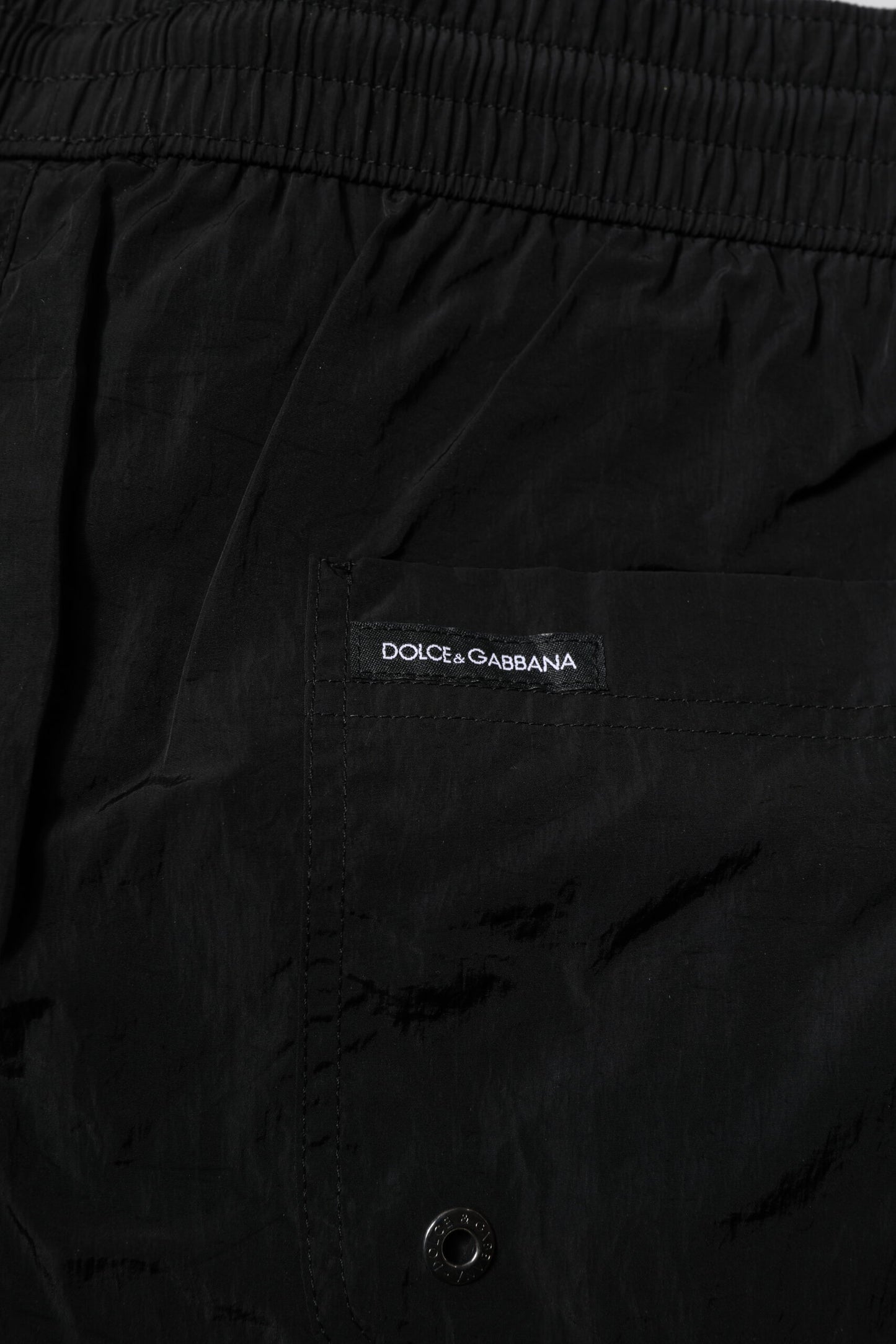 Dolce & Gabbana Black Polyester Swim Shorts for Men