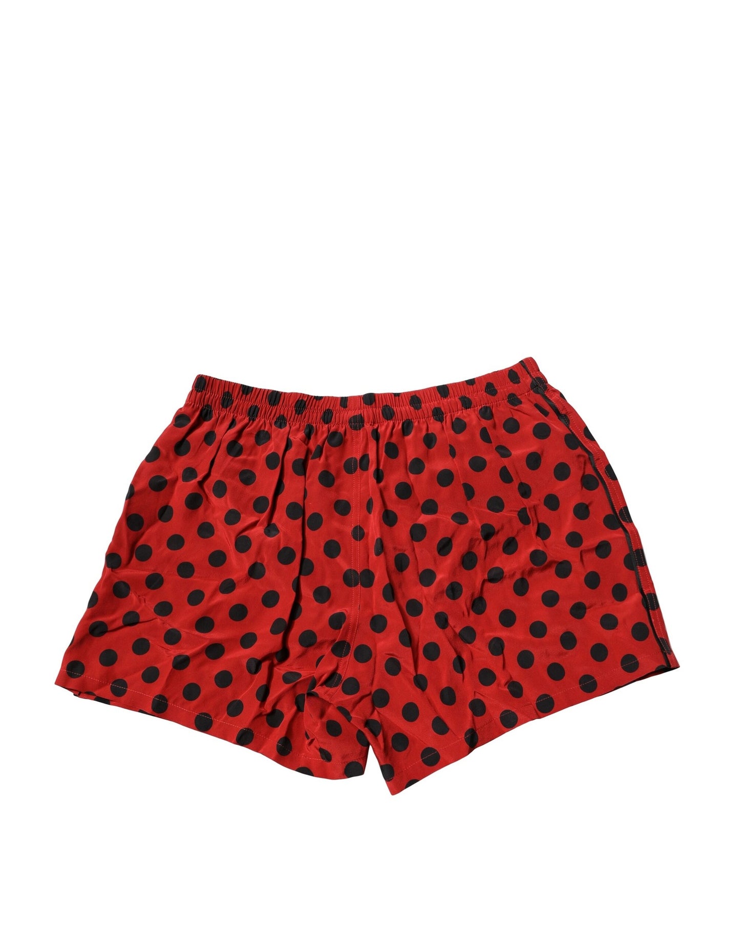 Dolce & Gabbana Red Silk Polka Dot Swim Shorts