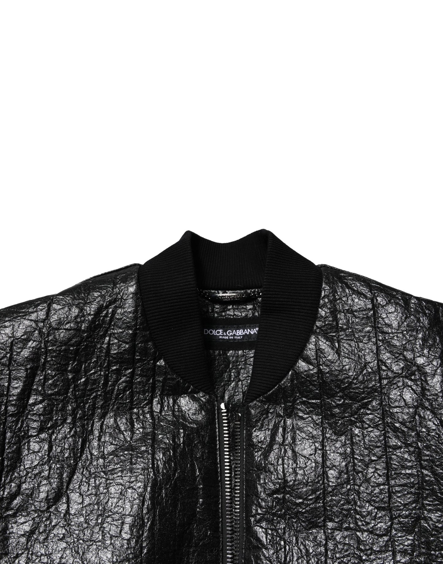 Dolce & Gabbana Black Logo Plaque Bomber Jacket