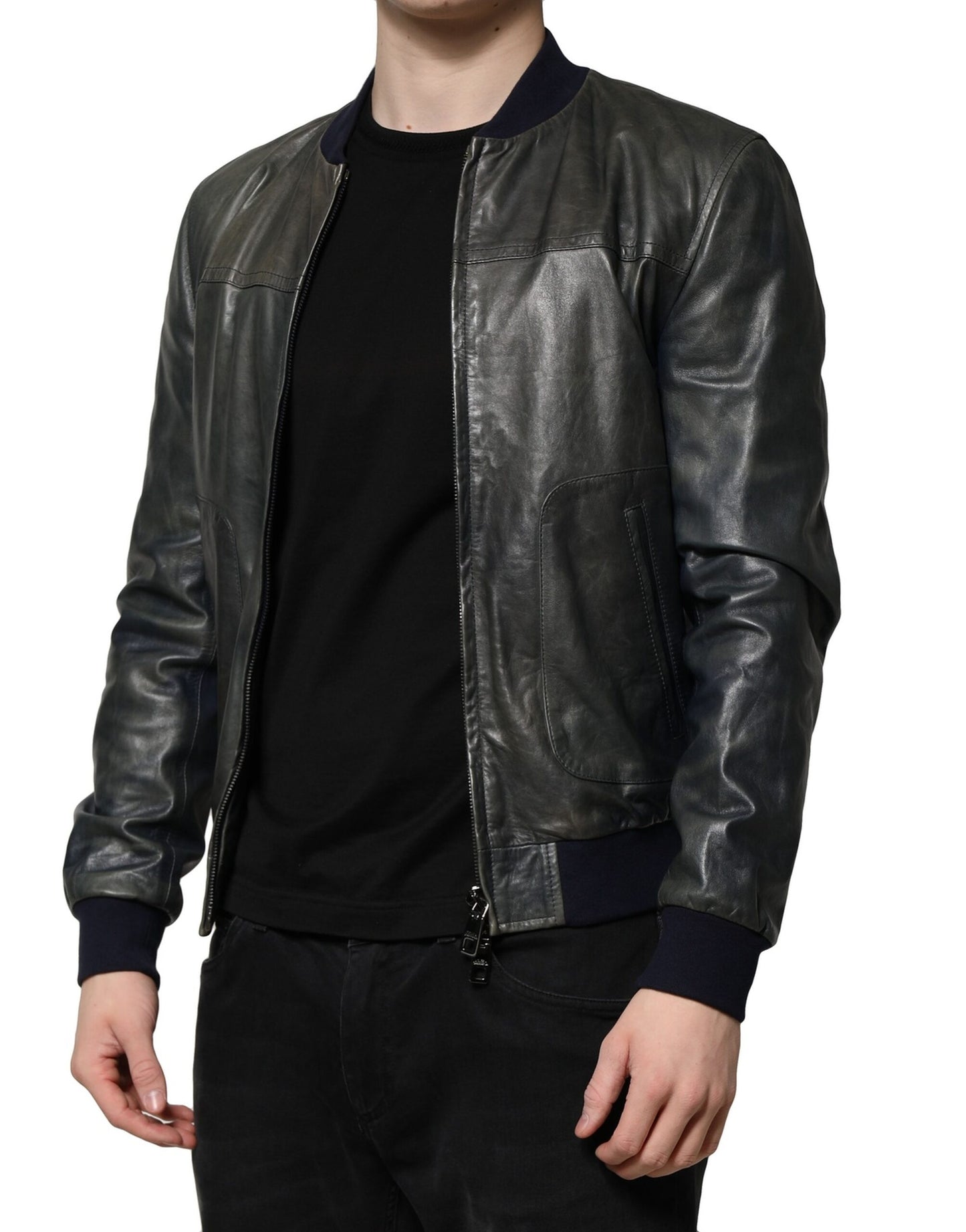 Dolce & Gabbana Black Lambskin Leather Biker Jacket