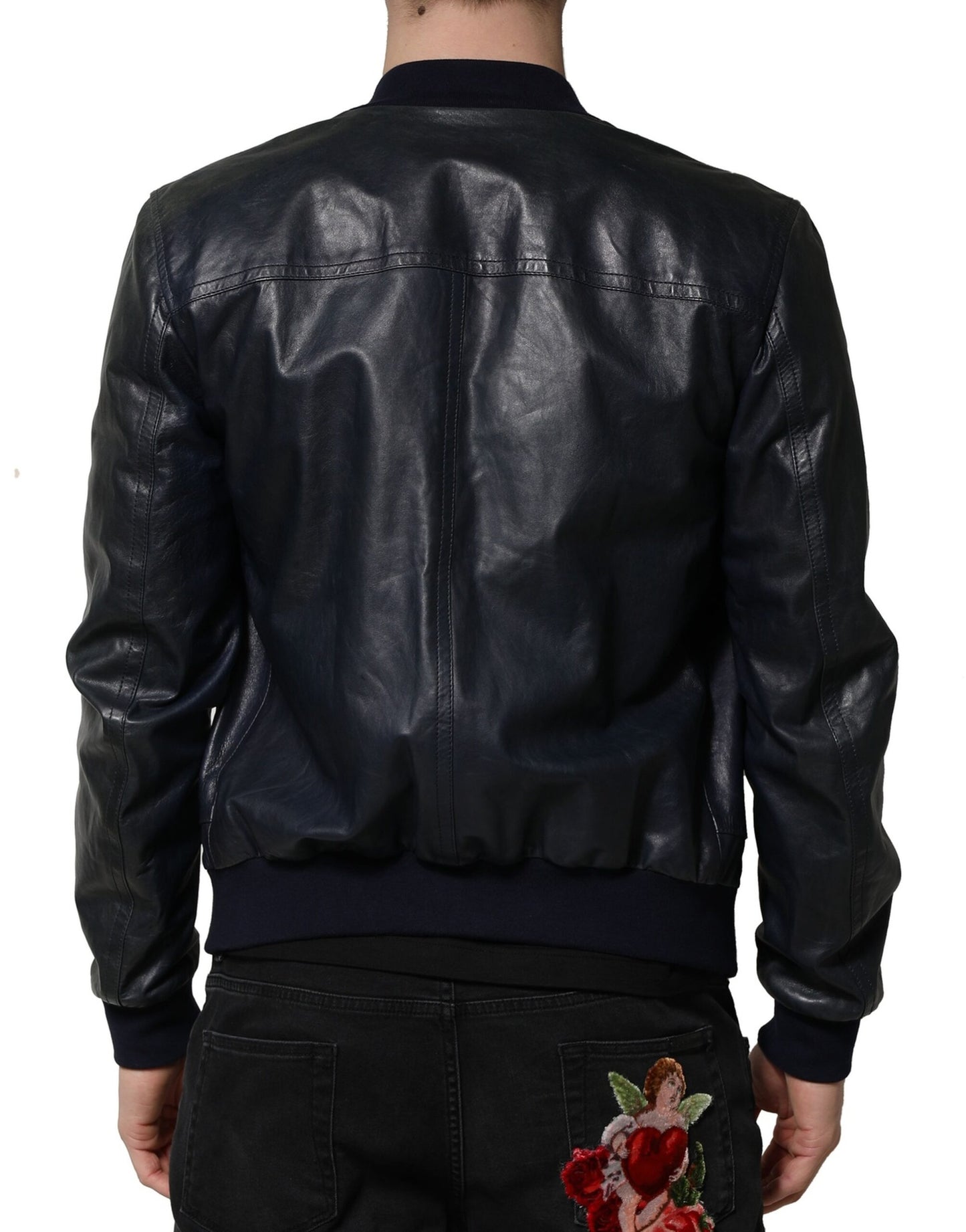 Dolce & Gabbana Black Lambskin Leather Biker Jacket