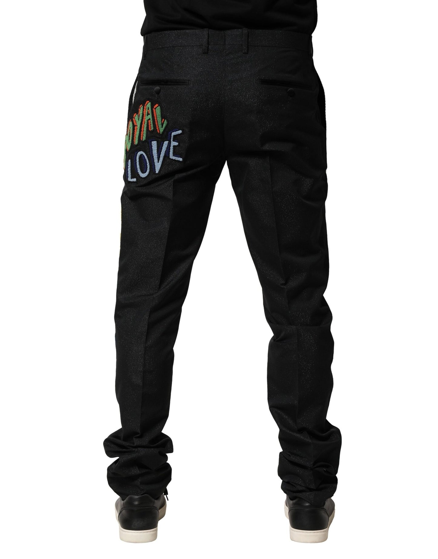 Dolce & Gabbana Black Graphic Embroidery Tapered Pants
