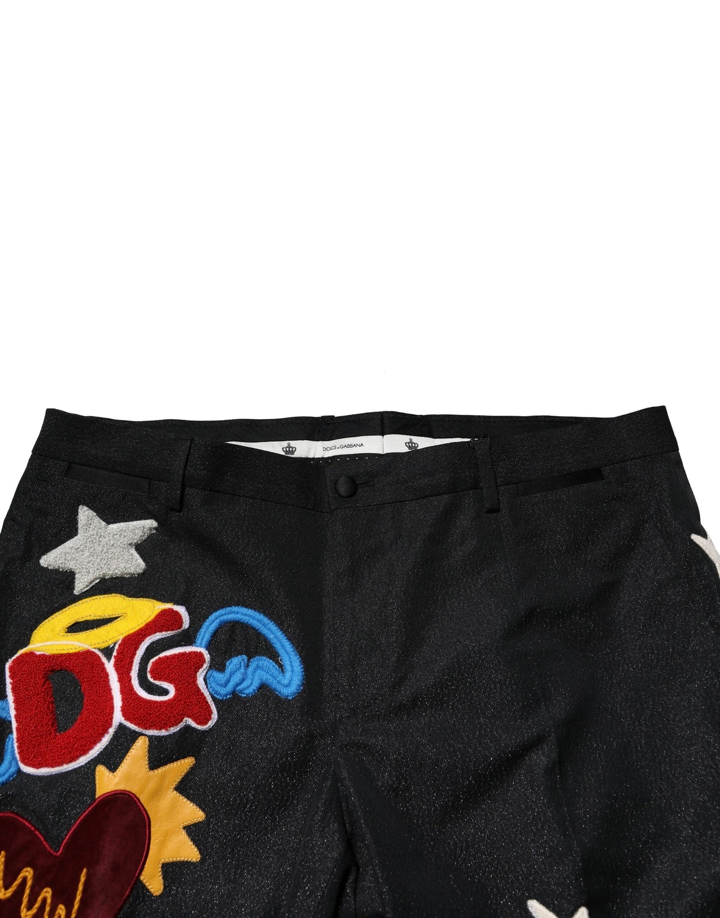 Dolce & Gabbana Black Graphic Embroidery Tapered Pants