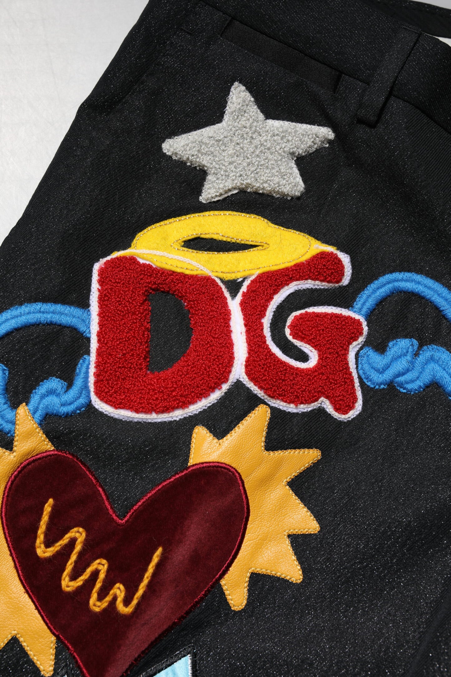 Dolce & Gabbana Black Graphic Embroidery Tapered Pants
