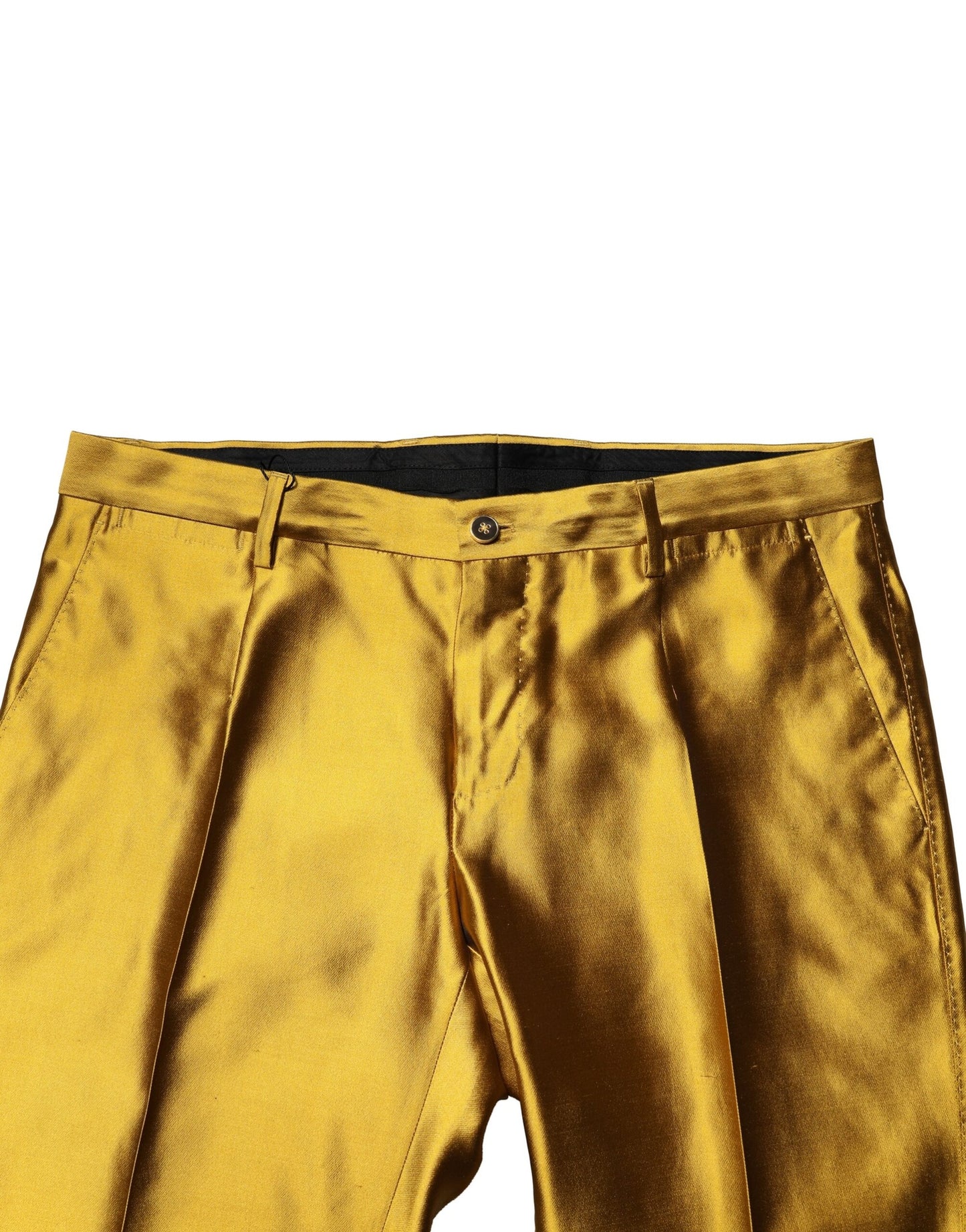 Dolce & Gabbana Yellow Silk Tapered Dress Pants