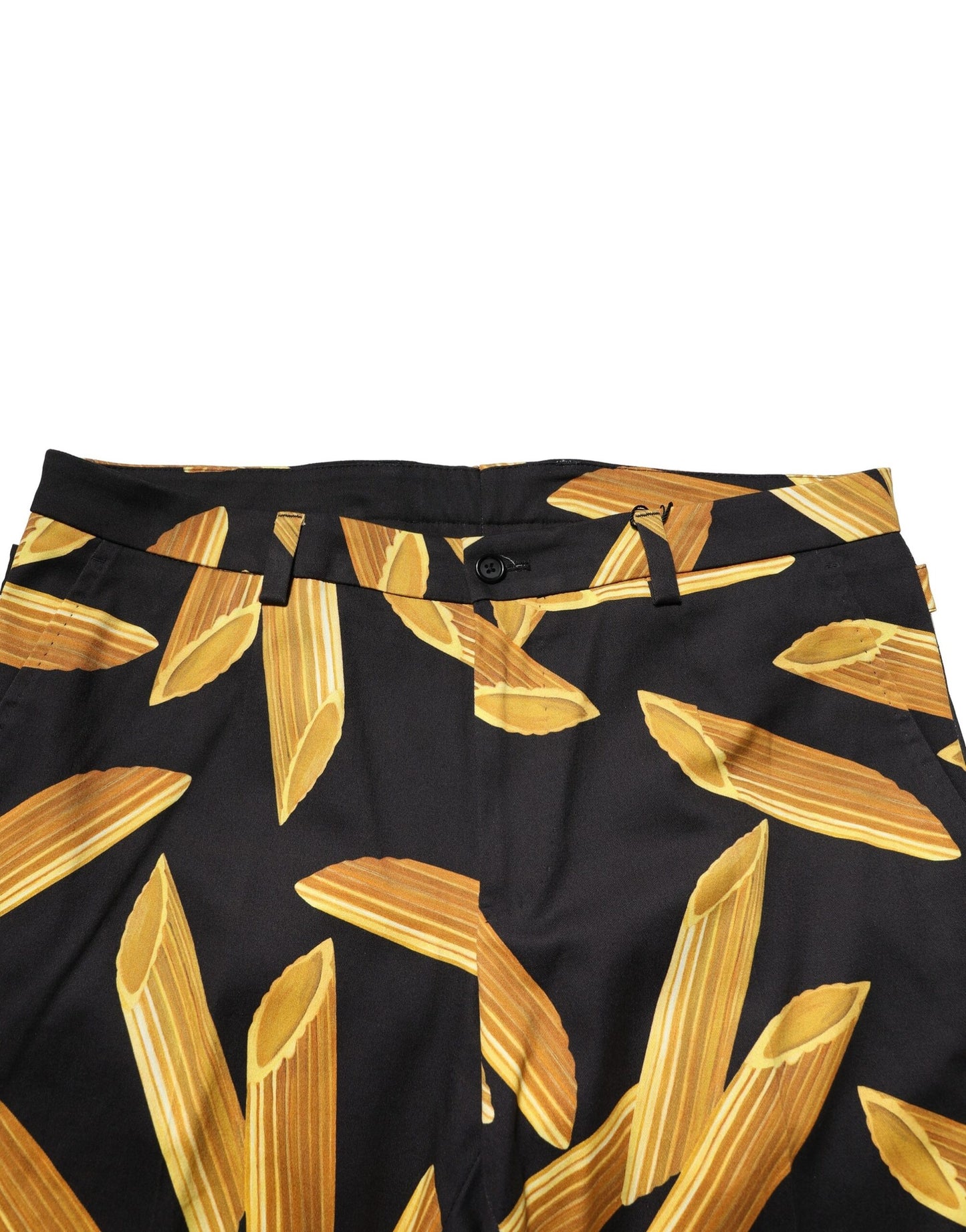 Dolce & Gabbana Black Pasta Print Tapered Pants for Men