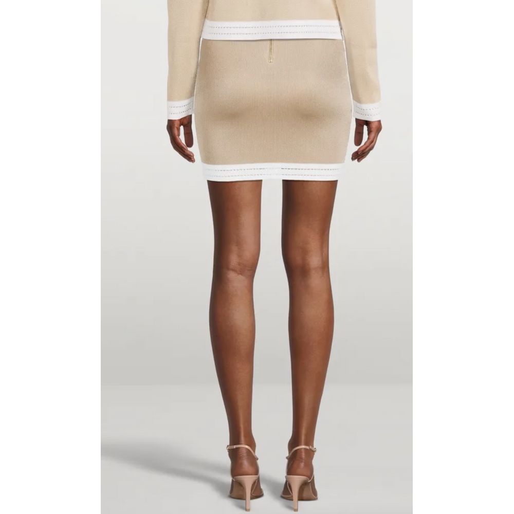 Balmain Beige Viscose Skirt with Gold Buttons