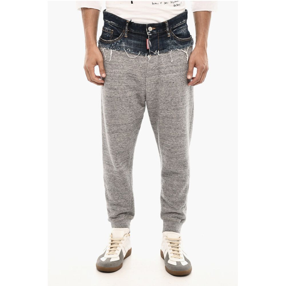 Dsquared2 Brushed Cotton Joggers with Denim Detail