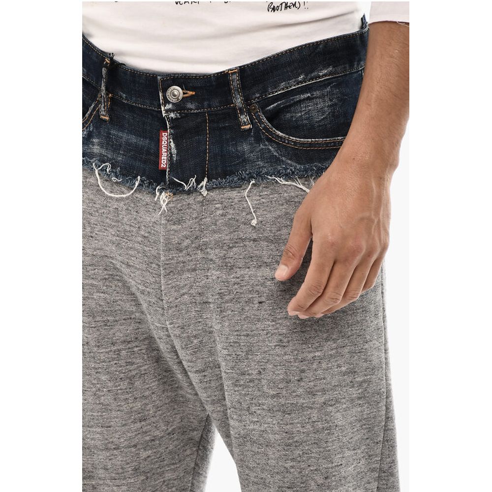 Dsquared2 Brushed Cotton Joggers with Denim Detail