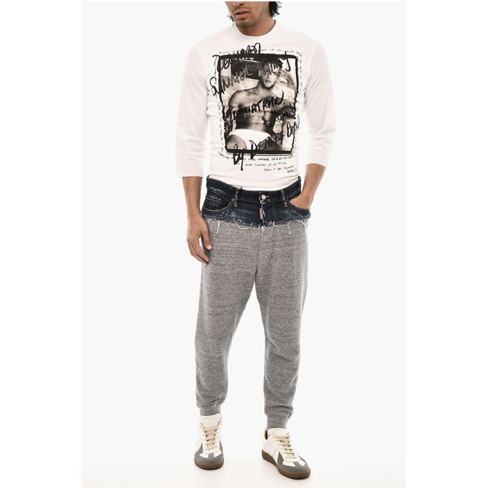 Dsquared2 Brushed Cotton Joggers with Denim Detail