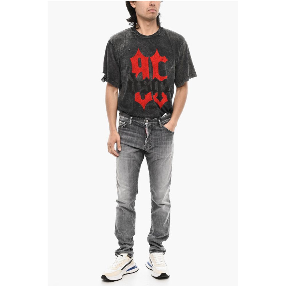Dsquared2 Stonewashed Denim Jeans with Logo Buttons