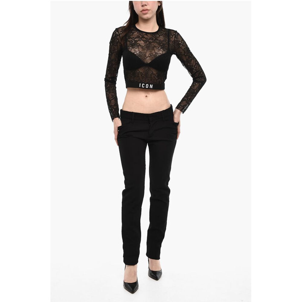 Dsquared² Virgin Wool Pants with Lace Details