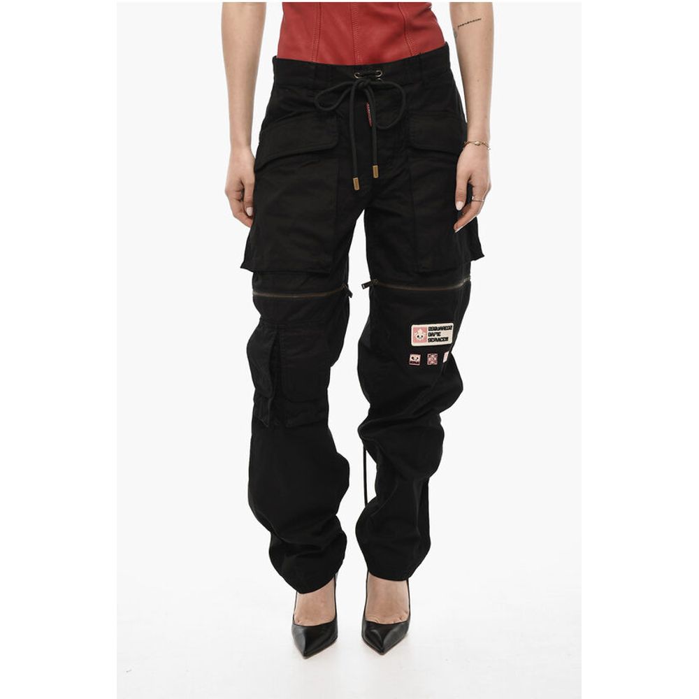 Dsquared² Cotton Casual Pants with Zip Details - Black Intensity