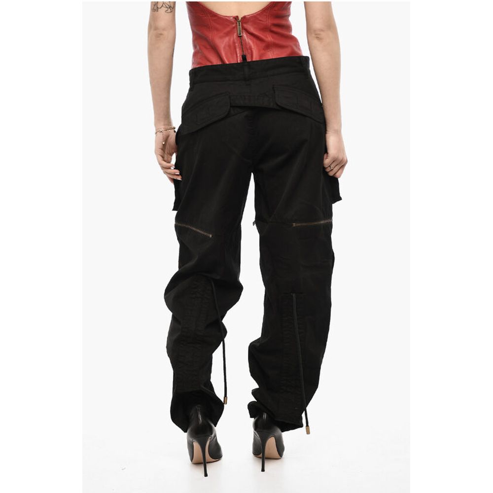 Dsquared² Cotton Casual Pants with Zip Details - Black Intensity