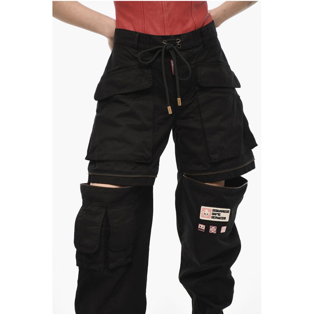 Dsquared² Cotton Casual Pants with Zip Details - Black Intensity
