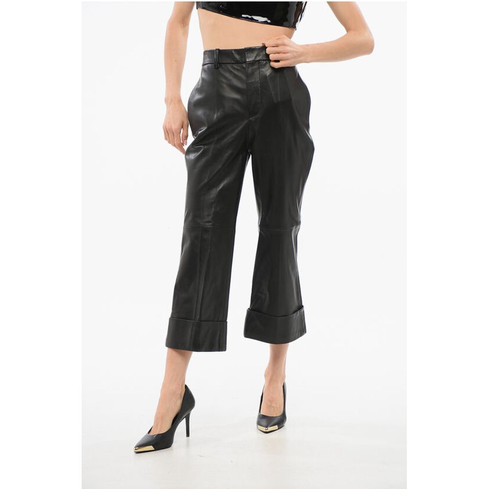 Dsquared2 Leather Bootcut Cropped Fit Pants