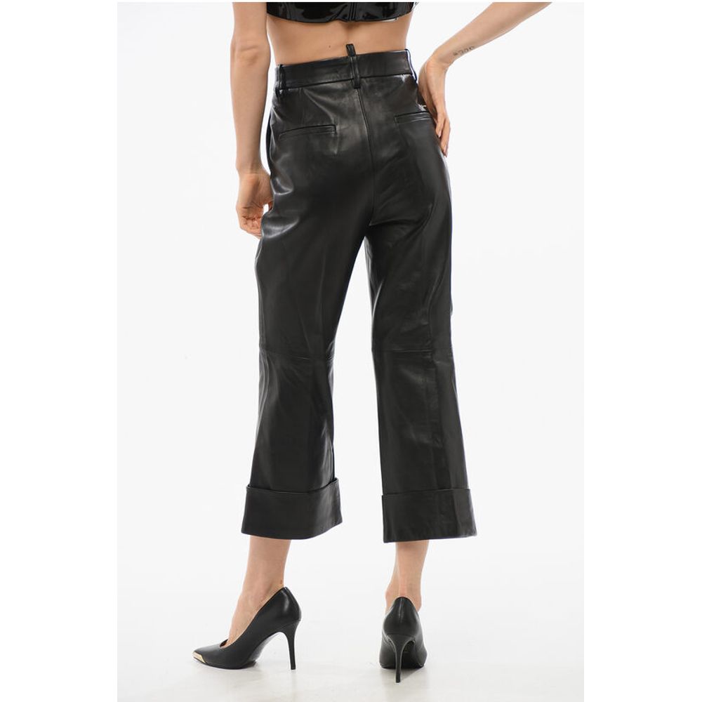 Dsquared2 Leather Bootcut Cropped Fit Pants