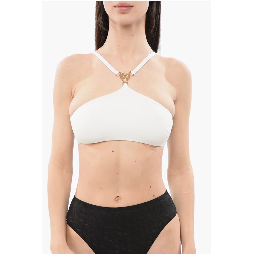 Versace Criss-cross Bikini Top with Medusa Logo