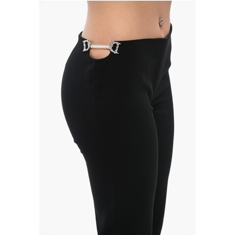 Dsquared2 Jeweled High-Rise Flared Pants with Logo Detailing