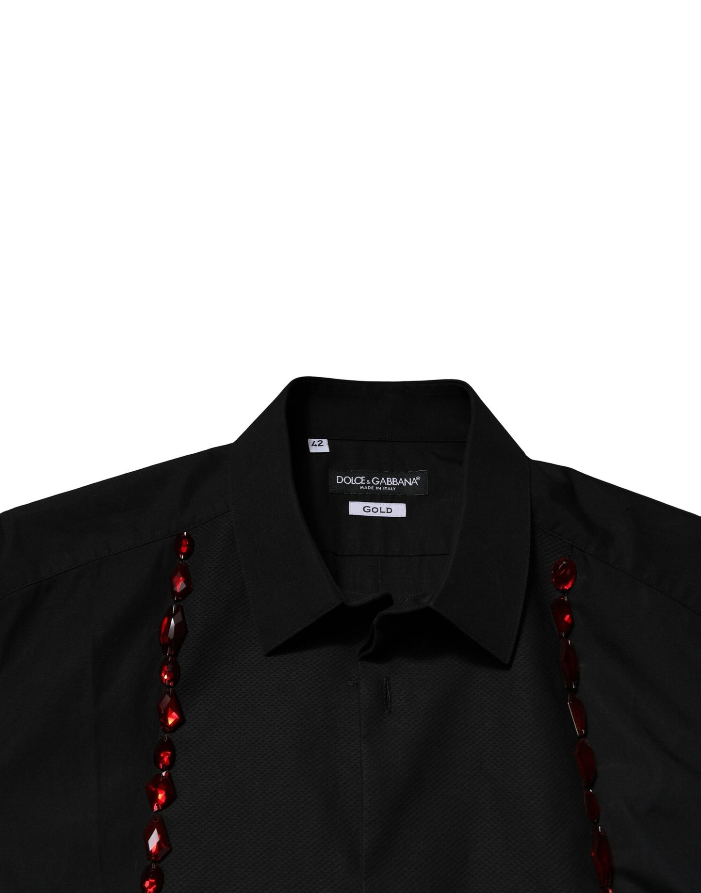 Dolce & Gabbana Black Crystal GOLD Formal Men's Dress Shirt