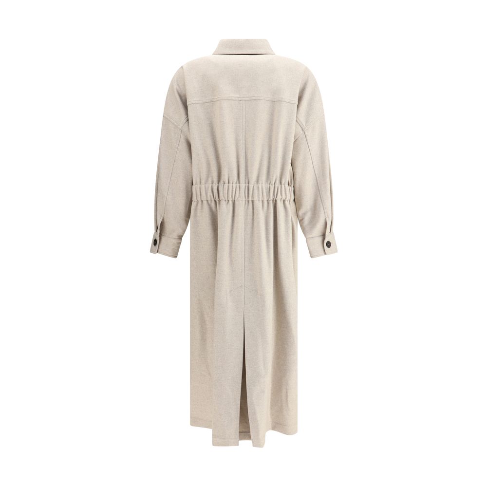 Brunello Cucinelli Beige Belted Maxi Coat - Timeless Elegance Redefined