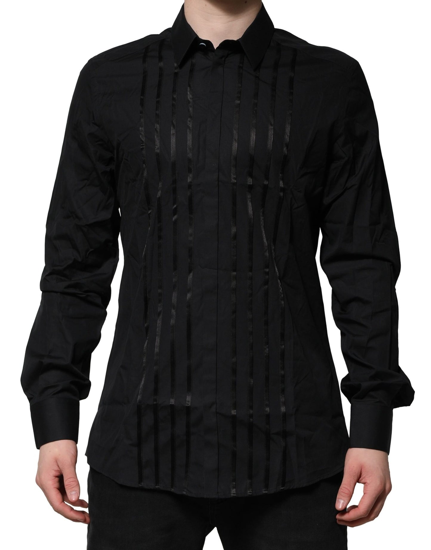 Dolce & Gabbana Black Cotton GOLD Men's Dress Formal Shirt