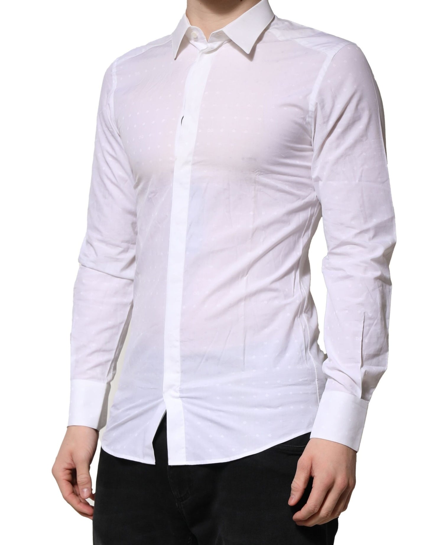 Dolce & Gabbana White GOLD Long Sleeves Dress Shirt