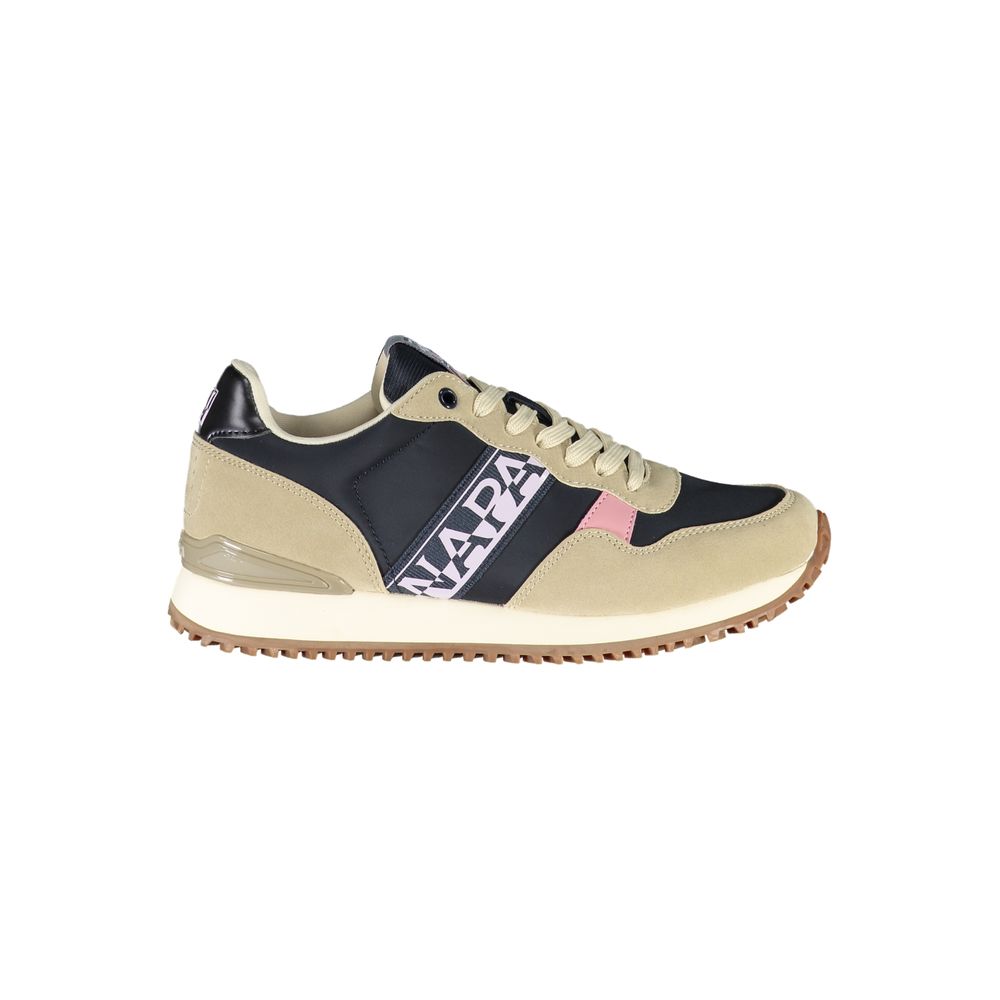 Napapijri Beige Lace-Up Sneakers for Men and Women with Contrast Details