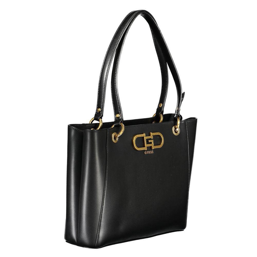 Guess Jeans Black Fleet Bag – Faux Leather, Stylish Multi-Compartment Design