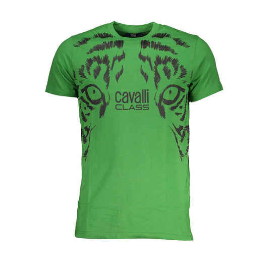 Cavalli Class Green Cotton T-Shirt - Bold Streetwear Statement