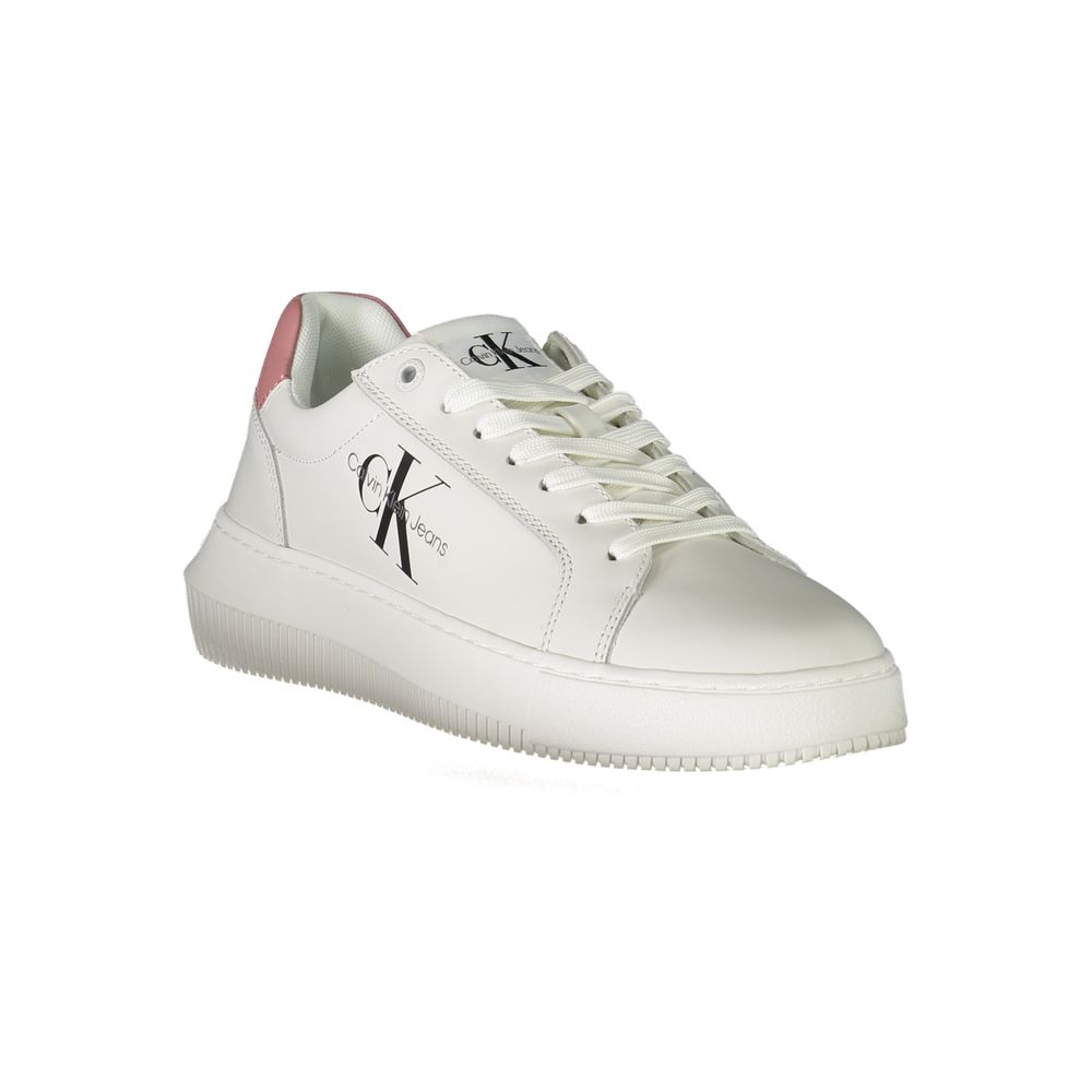 Calvin Klein White Polyester Sneakers for Effortless Style