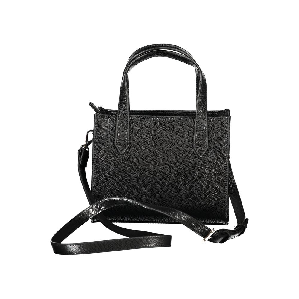 Mario Valentino Black Polyethylene Women Handbag with Gold Accents