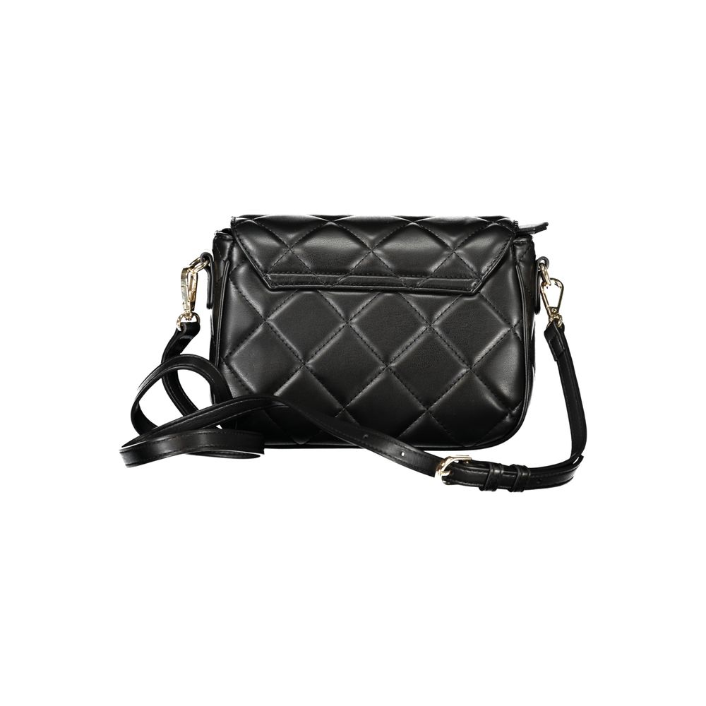 Mario Valentino Black Smooth Leather Handbag with Adjustable Strap