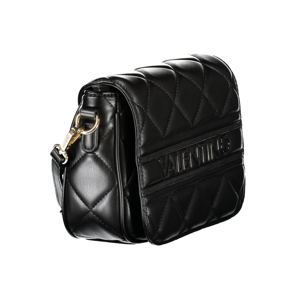 Mario Valentino Black Smooth Leather Handbag with Adjustable Strap