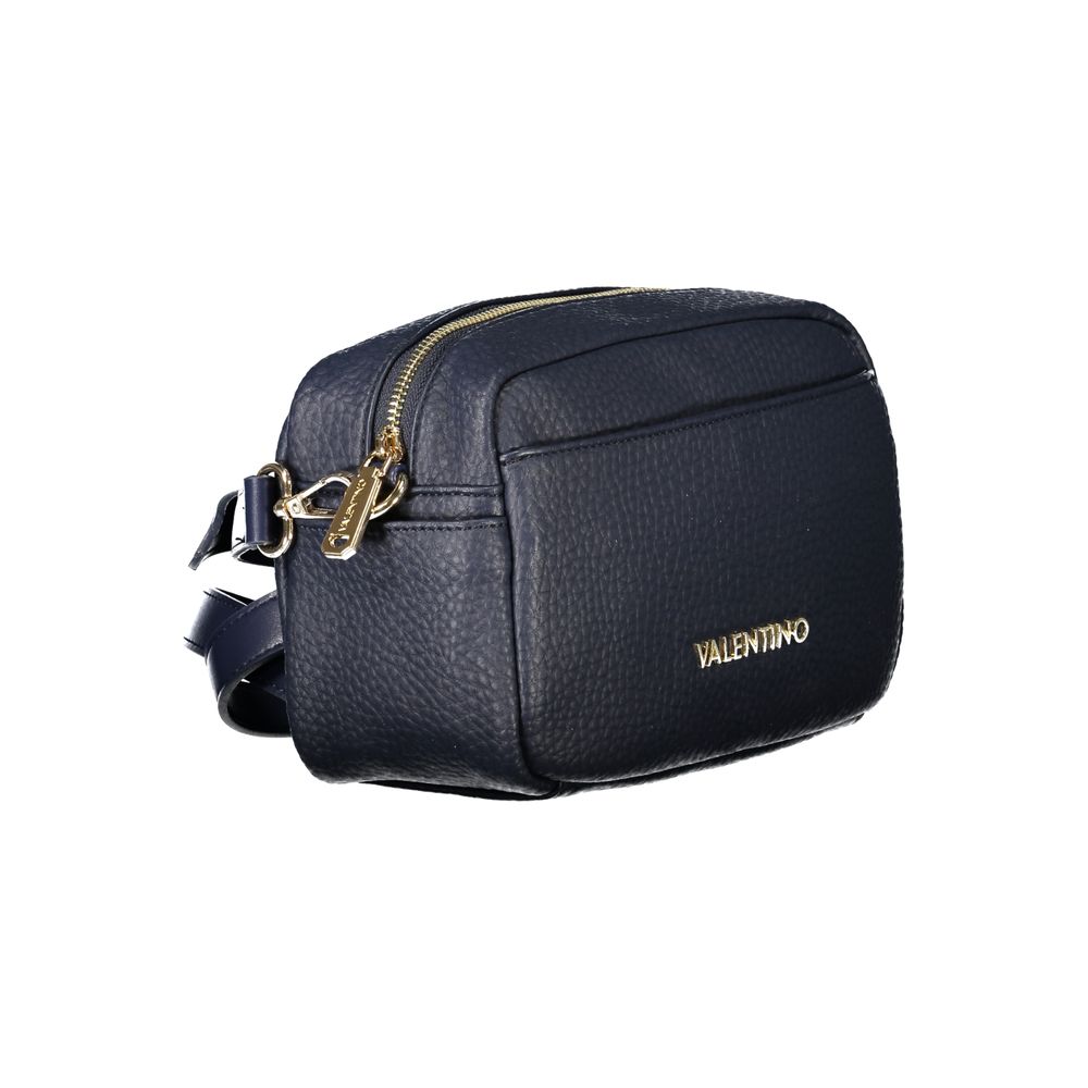 Mario Valentino Blue Leather-Finish Handbag with Chic Details