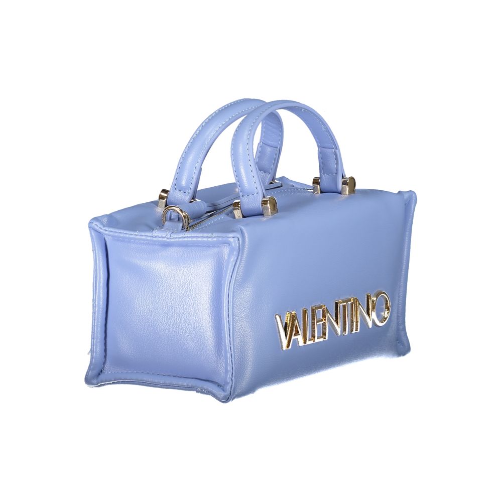 Mario Valentino Light Blue Leather-Finish Handbag with Logo Detail