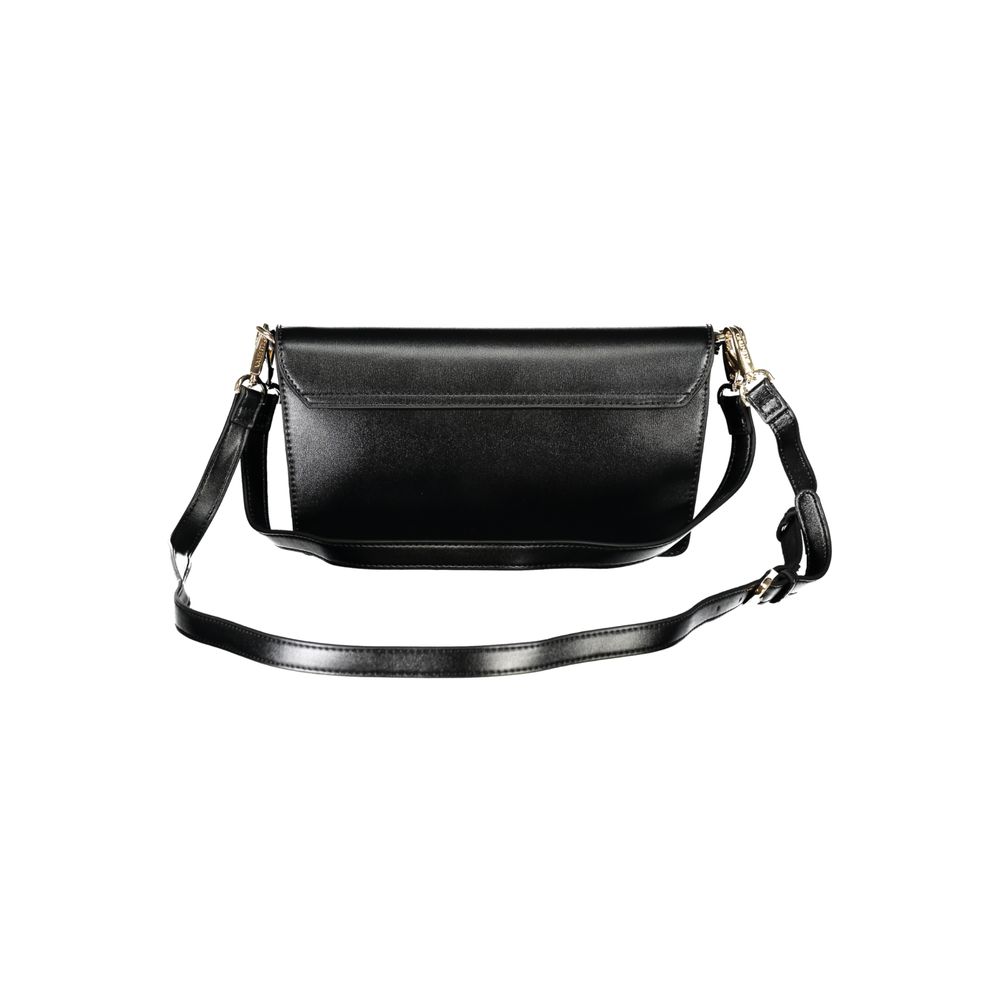 Mario Valentino Black Polyethylene Women Handbag with Adjustable Strap