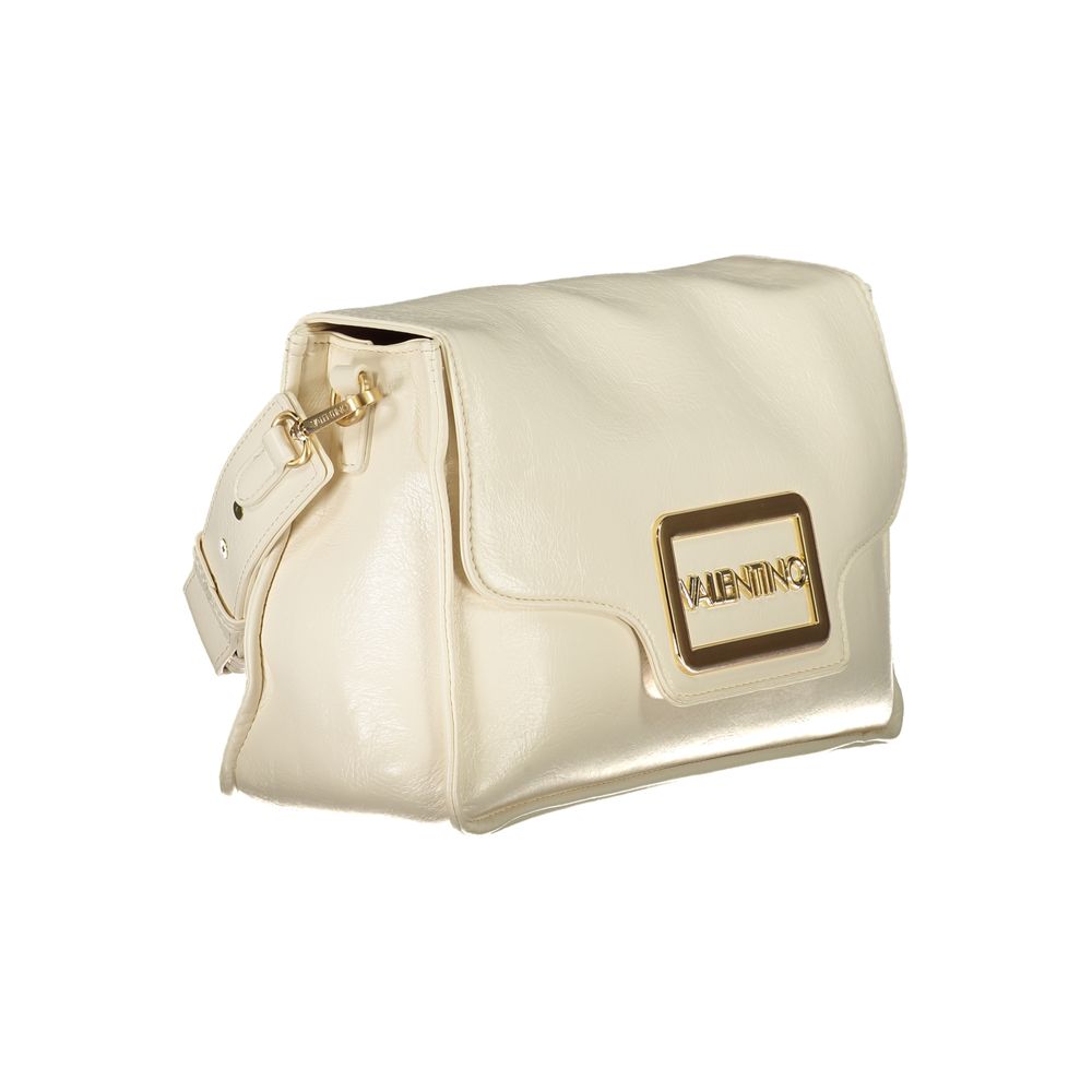 Mario Valentino Beige Leather-Finish Handbag with Detachable Strap