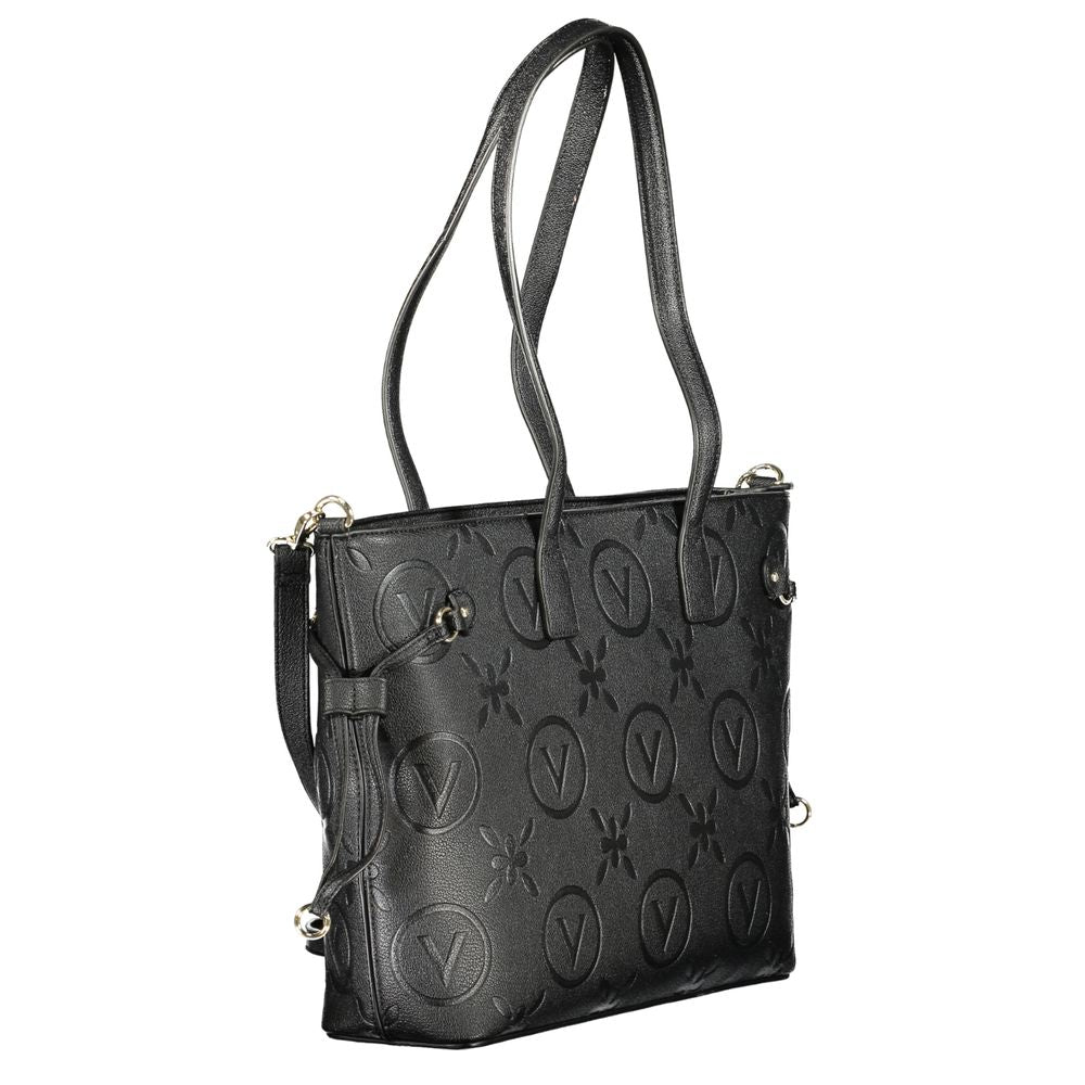 Mario Valentino Black Faux Leather Handbag with Zip Closure