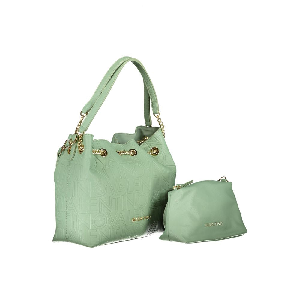 Mario Valentino Green Faux Leather Handbag with Sophisticated Details
