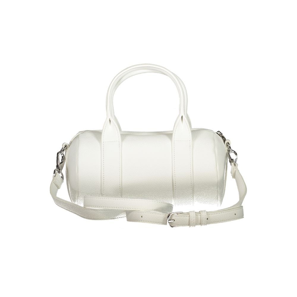 Mario Valentino White Faux Leather Handbag with Logo Detail
